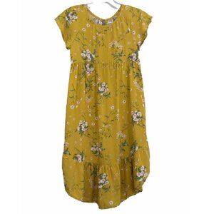 Old Navy Girl's Yellow Floral Dress Size M Yellow Short Sleeves Round Neck